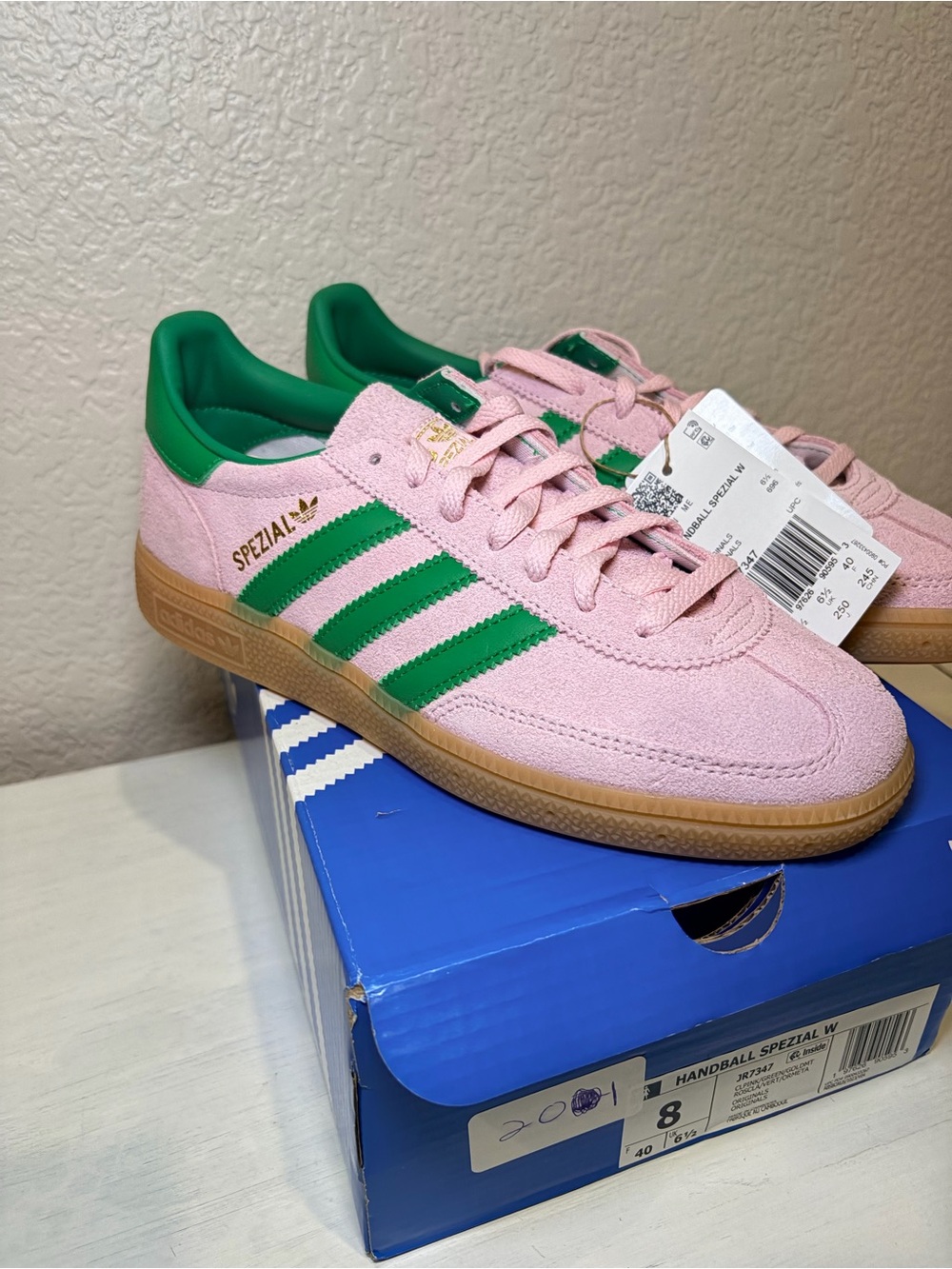 Adidas Handball Spezial Pink & Green Suede Sneakers NWT
